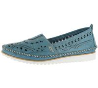 Andrea Conti Damen Slipper Leder Lochmuster Folk Boho 1885909, Größe:40 EU, Farbe:Blau