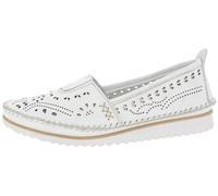 Andrea Conti Damen Slipper Leder Lochmuster Folk Boho 1885909, Größe:42 EU, Farbe:Weiß
