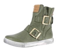 Andrea Conti Damen Stiefelette Leder Biker Boot Riemen Schnalle 0346833, Größe:38 EU, Farbe:Grün