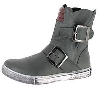 Andrea Conti Damen Stiefelette Leder Biker Boot Riemen Schnalle 0346833, Größe:39 EU, Farbe:Grau