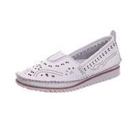 Andrea Conti Damen Slipper Leder Lochmuster Folk Boho 1885909, Größe:39 EU, Farbe:Weiß