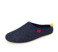 Andres Machado - Dynamic - Unisex-Hausschuh aus Naturwolle und Feinfilz mit anatomischer Sohle - Made in Spain -.EU 37 bis 47, Marineblau/Gelb, 43 EU