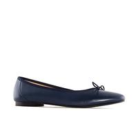 Andrés Machado - Elegante Ballerinas für Damen Junge Frauen aus Leder - Marta - Bequeme Loafer für den Sommer Slipper Mokassins mit Schleife - Dunkelblau EU 45