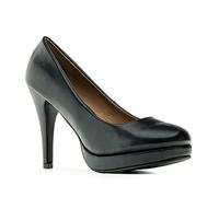 Andrés Machado - Elegante Business Pumps aus Lederimitat für Damen mit 11,0 cm Absatz - AM554 - High-Heels hohe Damenschuhe für den Sommer - Schwarz Größe EU 35