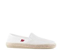 Andrés Machado - Slipper für Damen und Herren - AM500 - Mokassins für den Sommer - Unisex Hausschuhe - Espadrilles aus Leinen mit Rutschfester Gummisohle und Jute - Netz Weiß, EU 42