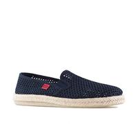 Andrés Machado - Slipper für Damen und Herren - AM500 - Mokassins für den Sommer - Unisex Hausschuhe - Espadrilles aus Leinen mit Rutschfester Gummisohle und Jute - Netz Dunkelblau, EU 46