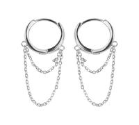 ANDRESLAD 1 Paar S925 Sterling Silber Doppelketten Ohrhänger Filigraner Ohrschmuck Leichter Modeschmuck für Party und Alltag