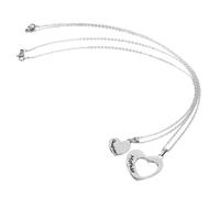 ANDRESLAD 2 Stück Edelstahl Herzanhänger Halskette Mutter Tochter Schmuck mit Englischen Buchstaben Modisch und Elegant Geschenk zum Muttertag Silberfarbene Pendants