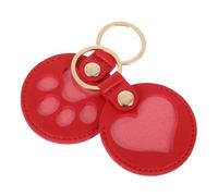 ANDRESLAD 2 Stück Haustier Haar Aufbewahrung Schlüsselanhänger aus PU Leder Designs Rote Katzenpfote Herz Langlebiger Tierhaarschmuck Praktischer Pet Souvenir Schlüsselring für Tierliebhaber