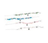 ANDRESLAD 4 Stück Armbänder mit Meeresmotiven Verstellbare Elastische Kieselstein und Muschelschmuckarmbänder für Damen Boho Küstenstil Strandschmuck mit Schildkröten und Seesternanhängern