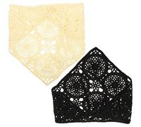 ANDRESLAD Gehäkeltes 2 Stück Blumen Bandana Haarband Damen Mädchen Dreieckiges Häkel Kopftuch Hautfreundlich Modischer Haarschal Für Party Alltag