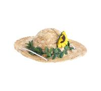 ANDRESLAD Sonnenhut für Haustiere mit Sonnenblumen dekor Verstellbarer Strohhut für Kleine und Mittelgroße Hunde und Katzen Leichter Sonnenschutz für Sommer Elastisches Band für Sicheren