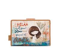 Anekke Damen Geldbörse - Mediterraner Stil - Beige - Glitzernde Verzierung - Brieftasche mit 2 Fächern und Reißverschluss - Gefüttert mit mediterranen Motiven - 14 x 10 x 2 cm