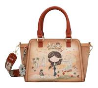 Anekke - Anekke Peace & Love Damen Handtasche mit Blumen-Anhänger multicolor beige braun - Farbe - Braun