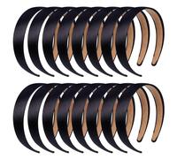 anezus Satin-Stirnb nder, 2,5 cm, rutschfest, schwarz, einfarbig, harte Stirnb nder f r Frauen und M dchen, DIY-Haarschmuck (schwarz), 16 St ck