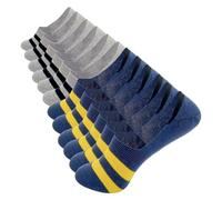 ANFAFFIA 6 Paar Unsichtbare Sneaker Socken Herren Füßlinge mit Anti-Rutsch-Ferse Atmungsaktive Mesh No Show Socken aus Gekämmter Baumwolle, Grau, Blau
