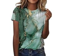 Angebot des Tages Blitzangebot Bluse Blumen Shirt Damen Mit Gummizug Am Saum Tunika Weiss Damen Kurzarm Shirt Salbeigruen Damen Top Damen Hochgeschlossen Damenbekleidung Sale Marken Sommer