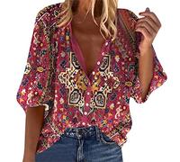 Angebot des Tages Sale Damen Sommer Casual Bluse Elegant Feder Drucken Tshirt Edle Damen Oberteile Button Down Shirt Damen Top Damen Sommer Sexy Bluse Fuer Alte Damen Damen Sale Sommer Sale