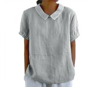Angebote Bekleidung Angebote Tages Blitzangebote Heute T-Shirt Leinenbluse Sommer Baumwoll Leinen Oberteile Vintage Einfarbig Tunika Bluse Basic Kurzarm Shirt Tshirt Oversize Damen