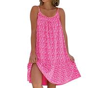 Angebote Damen Kleider Damen Sommer Ärmellos Sommerkleid A-Linie Kleid Rundhals Blumen Tank Minikleid Loose Strandkleid Freizeitkleider Trägerkleid Kleider Damen Sommer elegant kurz eng