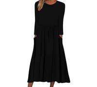 Angebote Damen Sale Outlet Angebote Sale Kleid Damen Sommer Lang 2025 Langarm Casual T Shirt Kleid Druck Lose Bodenlanges Kleid Blusen Kleider Für Frauen Kleidung Sale