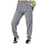 Angebote Damen, Sommerhose Damen Jeggings Damen High Waist Einfarbig Basic Sporthose Mit Taschen Elastisch Hohe Taille Sweathose Fitness Laufenhose Motorradhose Damen Damen Leinenhose(Light Gray,S)