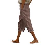 Angebote Des Tages Heute Blitzangebote 3/4 Hosen Damen Sommer Leinenhose Bequeme Hose Casual Lockere Sommerhose Leicht Und Luftig Leinen Freizeithose Strandhose Mit Taschen Deal Des Tages Heute
