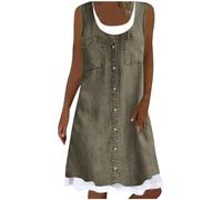 Angebote des Tages Heute Blitzangebote Jeanskleid Damen Sommer Kurzarm Button Down Kurz Denim Kleid, Denim Kleid Blusenkleid Damen Lang Jeanskleid Damen Sommer Lang Strandkleid Damen Kurz