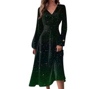 Angebote Des Tages Heute Blitzangebote Sommerkleider Damen Knielang Damen Tunika Kleid V-Ausschnitt Farbverlauf Langarm Kleid Damen Kleider Sommer Kleid Hochzeitsgast Damen Midikleid Damen,Erdgelb,XXL