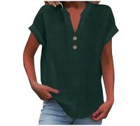 Angebote des Tages Heute Blitzangebote Top Billig Shirt Sommer Damen Leicht Kurzarm V-Ausschnitt Knopf Lässige T-Shirts Bluse Lose Tunika Tops Pullover Oberteile Blitzangebote des Tages