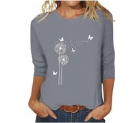 Angebote des Tages Heute blitzangebote Tops für Damen Löwenzahn Druck Bluse 3/4 Arm Tshirt Oberteile Sommer Basic Shirt Tunika Pullover Rundhals T-Shirt Bequeme Casual Longtops Beachwear Locker
