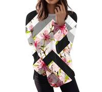 Angebote Des Tages Heute Blusen & Tuniken Für Damen Elegante Oberteile Damen 3/4 Arm Shirt Damen Rundhalsausschnitt Geometrischer Druck Pullover Basic Sweatshirt Langarm Pulli Locker Combat Shirt 3Xl
