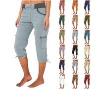Angebote des Tages Heute Caprihose Damen Sommer 7/8 Hose Baumwolle Arbeitshose Hohe Taille Sommerhose Einfarbig Sporthose Regular Fit Caprihose Freizeithose Jogginghose mit Taschen Arbeitshose
