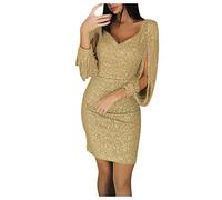 Angebote Des Tages Heute Cocktailkleid Damen Pailettenkleider Cocktailkleid Gold Glitzerkleid Kurz Glänzend Abendkleid Partykleid Langarm Glitzer Kleid Abendkleider Elegant Hochzeit Paillettenkleid