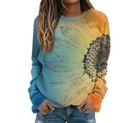 Angebote Des Tages Heute Damen Basic Shirt Damen Shirt Damen 3/4 Arm Bluse Schwarz Damen Long Sleeve Blumen Bedruckt Oversized Sweatshirt Rundhals Pullover Leichte Langarmshirt Tshirt Damen Sommer S
