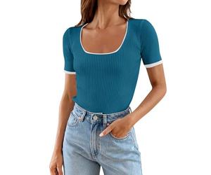 Angebote des Tages Heute Damen Bluse Damen Sommer Bunt Damen Kurzarmshirt Sommer Pulli Damen Kurzarm T Shirt Mit Gummibund Damen Top Damen Sommer Baumwolle Meine Bestellung Sale