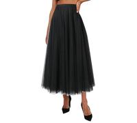 Angebote des Tages Heute Damen Boho Rock Lang Damen-Faltenrock, Netzrock, Feenrock, Mittellanger Langer Rock, Tanzrock Röcke Schwarz Angebote des Tages Heute Damen