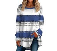Angebote Des Tages Heute Damen Damen Oberteile Shirt 3/4 Arm Damen Bluse Schwarz Damen Long Sleeve Gestreifter Druck Oversized Sweatshirt Rundhals Pulli Casual Laufshirt Sportshirt Damen Langarm Xxl