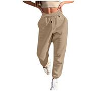 Angebote Des Tages Heute Damen, Jogginghose Damen Joggpants Damen Einfarbig Sporthose Mit Kordelzug Straight Bein Hose Fitnesshose Casual Basic Hosen Pumphose Damen Hosenanzug Damen Elegant(Khaki,Xl)