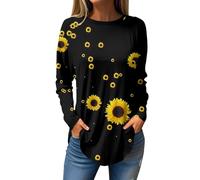 Angebote Des Tages Heute Damen Longshirt Damen Lässig Für Leggings Eterna Hemden Comfort Fit Bluse Schwarz Damen Rundhals Long Sleeve Oversized Sweatshirt Geometrischer Bedruckt Sweatshirt L