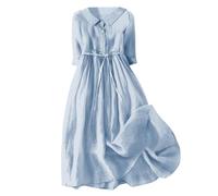 Angebote des Tages Heute Damen Sommerkleid Damen Vintage Blumen Lange Revers Blusenkleid, Pinkes Kleid Halbe Ärmel Blusenkleid Damen Elegant Sommerkleid Blitzangebote des Tages