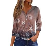 Angebote Des Tages Heute Damen T Shirt Damen 3/4 Arm Sommer Longshirt Damen Lässig Für Leggings Eterna Hemden Comfort Fit Sexy Oberteil Damen Damenblusen 3/4 Ärm Damen Blusen 3/4 Langarm Mehrfarbig M