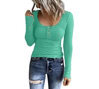 Angebote des Tages Heute Damen T-Shirt Damen V-Ausschnitt Knopfleiste Bluse Tops Fuer Damen Baumwolle Oberteile Mit Knoepfen Damen Longshirt Tunika Damen Rosa Sale Angebote Bestellung