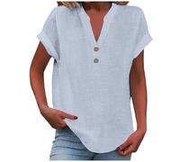 Angebote des Tages Heute Damen Weisse Blusen Guenstig Shirt Sommer Damen Leicht Kurzarm V-Ausschnitt Knopf Lässige T-Shirts Bluse Lose Tunika Tops Pullover Oberteile Damenblusen Sommer Sale