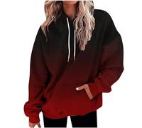 Angebote des Tages Heute Hoodie Damen Oversize Kapuzenpullover Farbverlauf Pullover Sweatshirt mit Kapuze Langarm Winter Mode Oberteile Casual Sportshirt Kordelzug Langarmshirt Streetwear Shirt