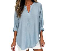Angebote des Tages Heute Leinenbluse Damen Gestreift Damen-Satin-Shirt Party Oberteil Damen Sportshirt V Ausschnitt Damen Asymmetrisches Top Damen Weisse Lockere Bluse Damenbekleidung Sale Sommer