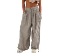 Angebote Des Tages Heute Leinenhose Damen Sommer Einfarbig Krawatten-Taschen Hosen, Palazzo Hose Damen Sommer, Weite Hose Damen Sommer, Freizeithose Damen Sommer Mode Elegante Blitzangebote Sale