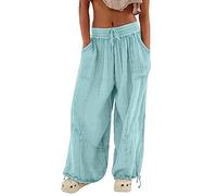 Angebote Des Tages Heute Leinenhose Damen Sommer Einfarbig Krawatten-Taschen Hosen, Palazzo Hose Damen Sommer, Weite Hose Damen Sommer, Freizeithose Damen Sommer Mode Elegante Blitzangebote Sale