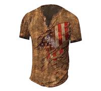 Angebote Des Tages Heute Männer Tshirts Kurzarmhemd Herren Unterhemd Herren Weiss V-Ausschnitt Vintage Distressed Totenkopf Shirt Usa Flaggen Druck Trachtenhemd Mit Knopfleiste Gym Shirt (Ginger, 3Xl)