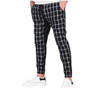 Angebote des Tages Heute, Outdoor Hosen Für Herren Herren Hosen Modern Kariert Sporthose Mit Kordelzug Casual Leicht Sweathose Slim Fit Activewear Für Herren Stoffhose Herren Sommer(Schwarz,XXL)